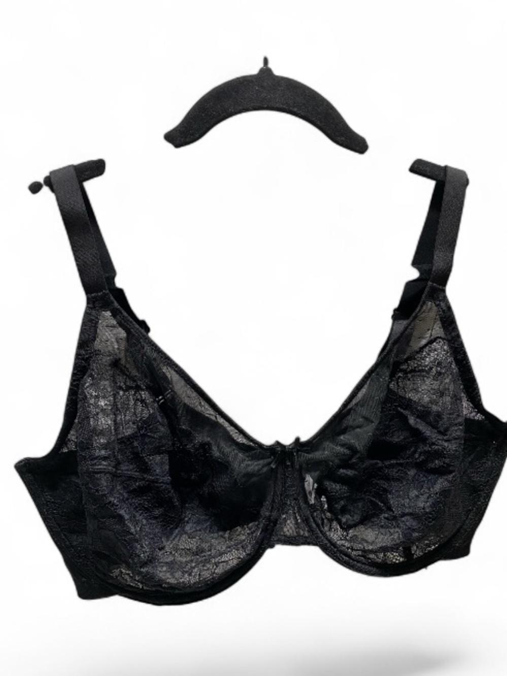 HSIA 38G underwire Sheer Black Lace Bra with Adjustable Straps